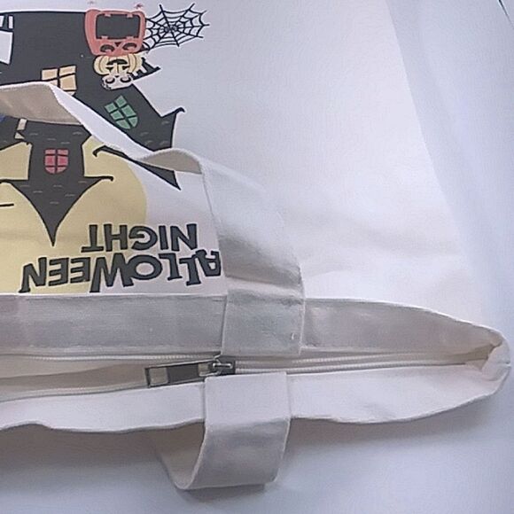 Halloween Bag Tote Treat Zipper Canvas Haunted House Large Colorful 16X1… - Picture 8 of 8